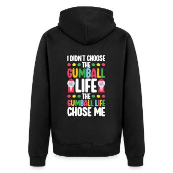 Gumball Machine Kaugummiautomat - Unisex Premium Bio Zip Hoodie - Schwarz - Hinten - Nico (187cm)