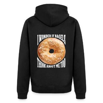 Bagel Lover Art Bagels - Unisex Premium Bio Zip Hoodie - Schwarz - Hinten - Nico (187cm)