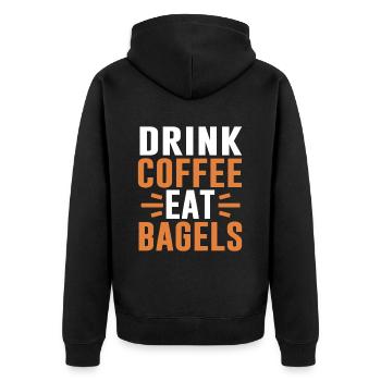 Bagel Lover Art Bagels - Unisex Premium Bio Zip Hoodie - Schwarz - Hinten - Nico (187cm)