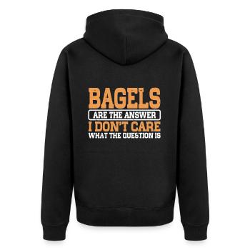 Bagel Lover Art Bagels - Unisex Premium Bio Zip Hoodie - Schwarz - Hinten - Nico (187cm)