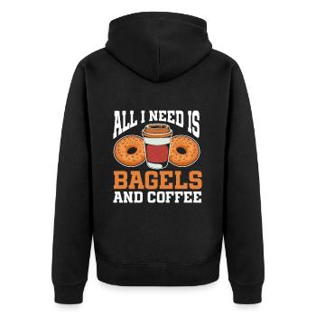 Bagel Lover Art Bagels - Unisex Premium Organic Zip Hoodie - black - Back - Nico (187cm)