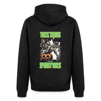 Thick Thighs And Spooky Vibes Halloween Girls - Unisex Premium Organic Zip Hoodie - black - Back - Nico (187cm)