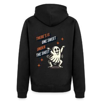 Lustiger Gespenster Spruch Retro Kostüm - Unisex Premium Bio Zip Hoodie - Schwarz - Hinten - Nico (187cm)