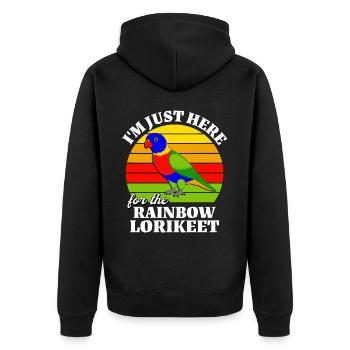 Funny rainbow lorikeet sayings - Unisex Premium Organic Zip Hoodie - black - Back - Nico (187cm)