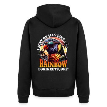 I Love Rainbow Lori Saying - Unisex Premium Organic Zip Hoodie - black - Back - Nico (187cm)