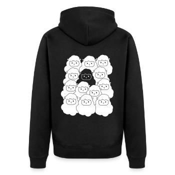 Sweet Sheep Herd Sheep Wool - Unisex Premium Organic Zip Hoodie - black - Back - Nico (187cm)