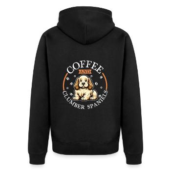 Coffee and Clumber Spaniel - Unisex Premium Organic Zip Hoodie - black - Back - Nico (187cm)