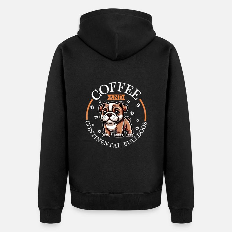 Café et bouledogue continental - Veste à capuche bio Premium Unisexe - noir