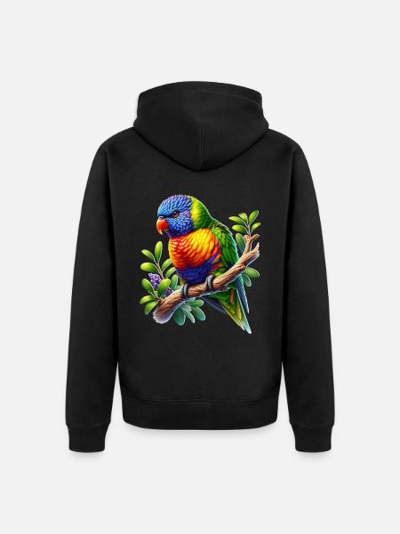 Rainbow lorikeet - Unisex Premium Organic Zip Hoodie - black