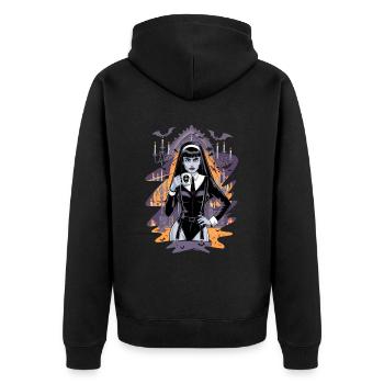 Gothic Kaffeeliebhaber Halloween Kostüm für - Unisex Premium Bio Zip Hoodie - Schwarz - Hinten - Nico (187cm)