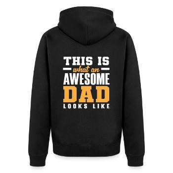 This is what a fantastic dad looks like - Unisex Premium Organic Zip Hoodie - black - Back - Nico (187cm)