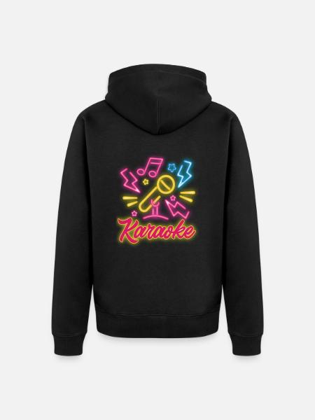 Karaoke Microphone Musical Notes Flash - Unisex Premium Organic Zip Hoodie - black
