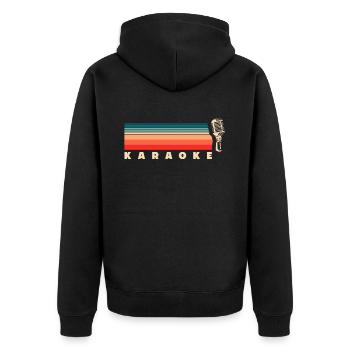 Karaoke Retro Vintage Mikrofon - Unisex Premium Bio Zip Hoodie - Schwarz - Hinten - Nico (187cm)
