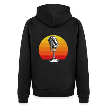 Retro Microphone Design for Music Lovers Karaoke - Unisex Premium Organic Zip Hoodie - black - Back - Nico (187cm)