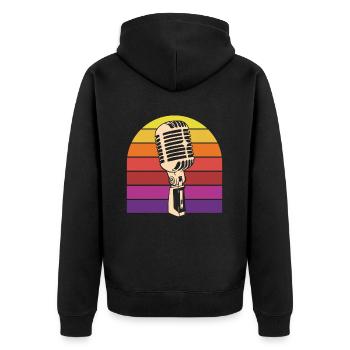 Microphone vintage Rétro Sunset Karaoké - Veste à capuche bio Premium Unisexe - noir - Dos - Nico (187cm)