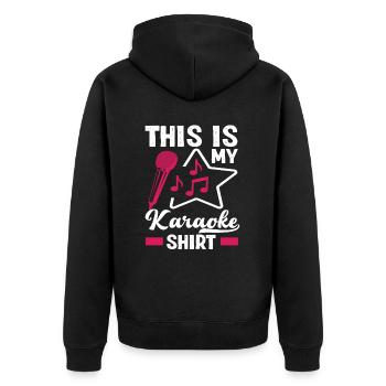 Das Ist Mein Karaoke Shirt - Unisex Premium Bio Zip Hoodie - Schwarz - Hinten - Nico (187cm)