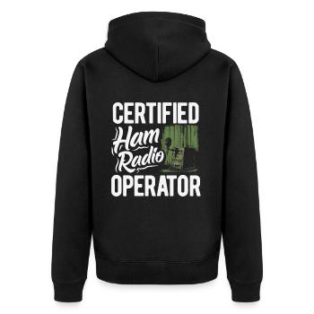 Stolzer Amateurfunk-betreiber - Unisex Premium Bio Zip Hoodie - Schwarz - Hinten - Nico (187cm)