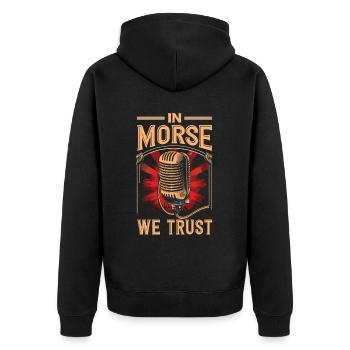 Stolzer Amateurfunk-betreiber - Unisex Premium Bio Zip Hoodie - Schwarz - Hinten - Nico (187cm)