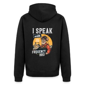 Fier opérateur radio amateur - Veste à capuche bio Premium Unisexe - noir - Dos - Nico (187cm)