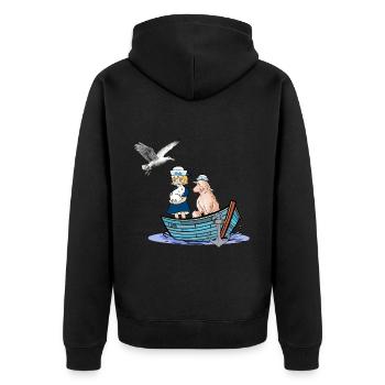 Maritime Girl Sheep North Sea Baltic Sea Travel Boat - Unisex Premium Organic Zip Hoodie - black - Back - Nico (187cm)