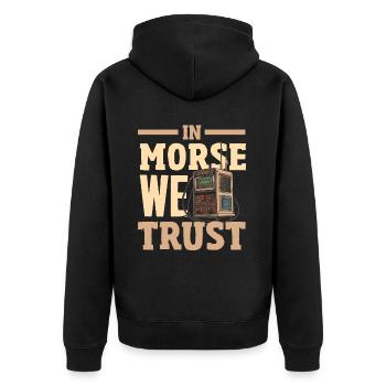 Stolzer Amateurfunk-betreiber - Unisex Premium Bio Zip Hoodie - Schwarz - Hinten - Nico (187cm)