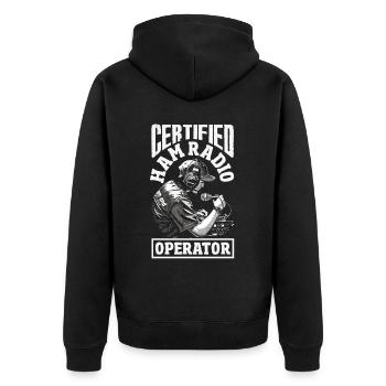 Stolzer Amateurfunk-betreiber - Unisex Premium Bio Zip Hoodie - Schwarz - Hinten - Nico (187cm)