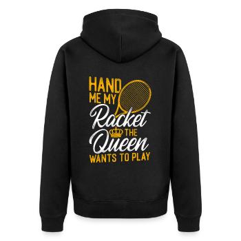 Funny Tennis Player Racket Queen - Unisex Premium Bio Zip Hoodie - Schwarz - Hinten - Nico (187cm)