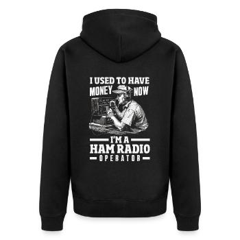 Stolzer Amateurfunk-betreiber - Unisex Premium Bio Zip Hoodie - Schwarz - Hinten - Nico (187cm)