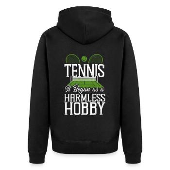 Funny Tennis Player Racket Tennis - Unisex Premium Bio Zip Hoodie - Schwarz - Hinten - Nico (187cm)