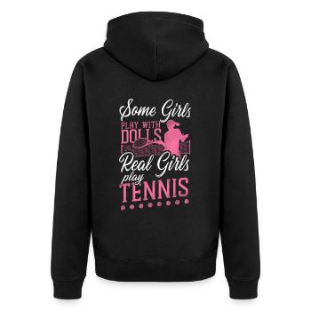 Drôle de joueur de tennis raquette fille - Veste à capuche bio Premium Unisexe - noir - Dos - Nico (187cm)
