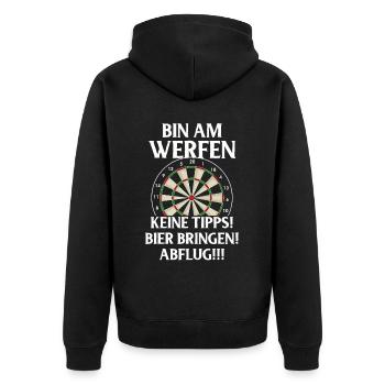 Dart Gift Dartboard Darts Player Bullseye - Unisex Premium Organic Zip Hoodie - black - Back - Nico (187cm)