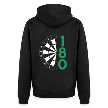 Dart Geschenk Dartboard Dartspieler Bullseye - Unisex Premium Bio Zip Hoodie - Schwarz - Hinten - Nico (187cm)