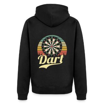 Dart Geschenk Dartboard Dartspieler Bullseye - Unisex Premium Bio Zip Hoodie - Schwarz - Hinten - Nico (187cm)