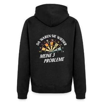 Dart Gift Dartboard Darts Player Bullseye - Unisex Premium Organic Zip Hoodie - black - Back - Nico (187cm)