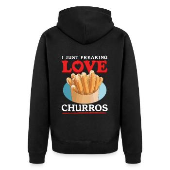 Churros Churro Geschenke - Unisex Premium Bio Zip Hoodie - Schwarz - Hinten - Nico (187cm)