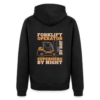 Forklift Forklift Driver - Unisex Premium Organic Zip Hoodie - black - Back - Nico (187cm)