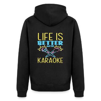 La vie est meilleure avec le karaoké - Veste à capuche bio Premium Unisexe - noir - Dos - Nico (187cm)