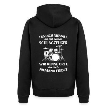 Drums Drums Drumstick Drummer Music Band Rock - Unisex Premium Organic Zip Hoodie - black - Back - Nico (187cm)