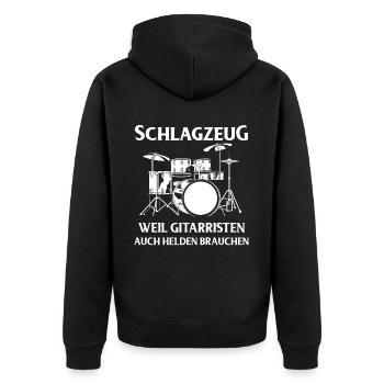 Drums Drums Drumstick Drummer Music Band Rock - Unisex Premium Organic Zip Hoodie - black - Back - Nico (187cm)