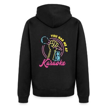 Du Hattest Mich Bei Karaoke - Unisex Premium Bio Zip Hoodie - Schwarz - Hinten - Nico (187cm)