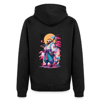 Esthétique Samouraï Paresseux Style Vaporwave - Veste à capuche bio Premium Unisexe - noir - Dos - Nico (187cm)