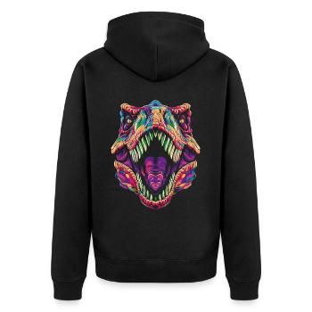 T-Rex Dinosaur Tyrannosaurus Rex Popart - Unisex Premium Organic Zip Hoodie - black - Back - Nico (187cm)