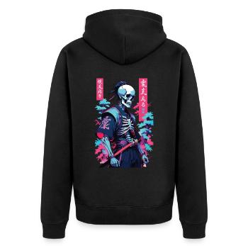 Oni squelette samouraï vaporwave esthétique japon style - Veste à capuche bio Premium Unisexe - noir - Dos - Nico (187cm)