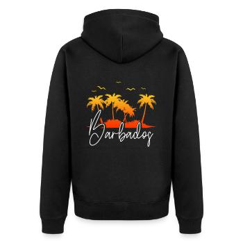 Barbados Karibik Bajan Urlaub Geschenk - Unisex Premium Bio Zip Hoodie - Schwarz - Hinten - Nico (187cm)