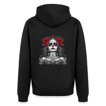 Gothic Catrina with Roses for Dia de los Muertos - Unisex Premium Organic Zip Hoodie - black - Back - Nico (187cm)