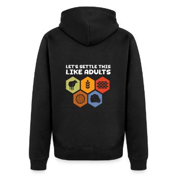Brettspiel Brettspiele Spieleabend Spiele Geschenk - Unisex Premium Bio Zip Hoodie - Schwarz - Hinten - Nico (187cm)