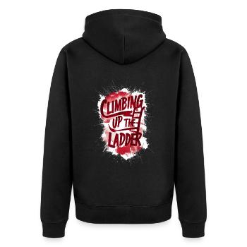 Die Leiter hinaufklettern - Unisex Premium Bio Zip Hoodie - Schwarz - Hinten - Nico (187cm)