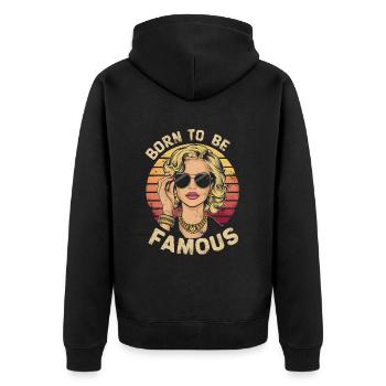 geboren, um berühmt zu sein frau vintage sonnenuntergang retro - Unisex Premium Bio Zip Hoodie - Schwarz - Hinten - Nico (187cm)