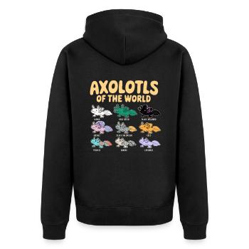 Axolotls Der Welt Süßer Anime Salamander - Unisex Premium Bio Zip Hoodie - Schwarz - Hinten - Nico (187cm)