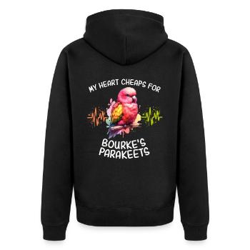 Bourkesittich Herzlinie - Unisex Premium Bio Zip Hoodie - Schwarz - Hinten - Nico (187cm)